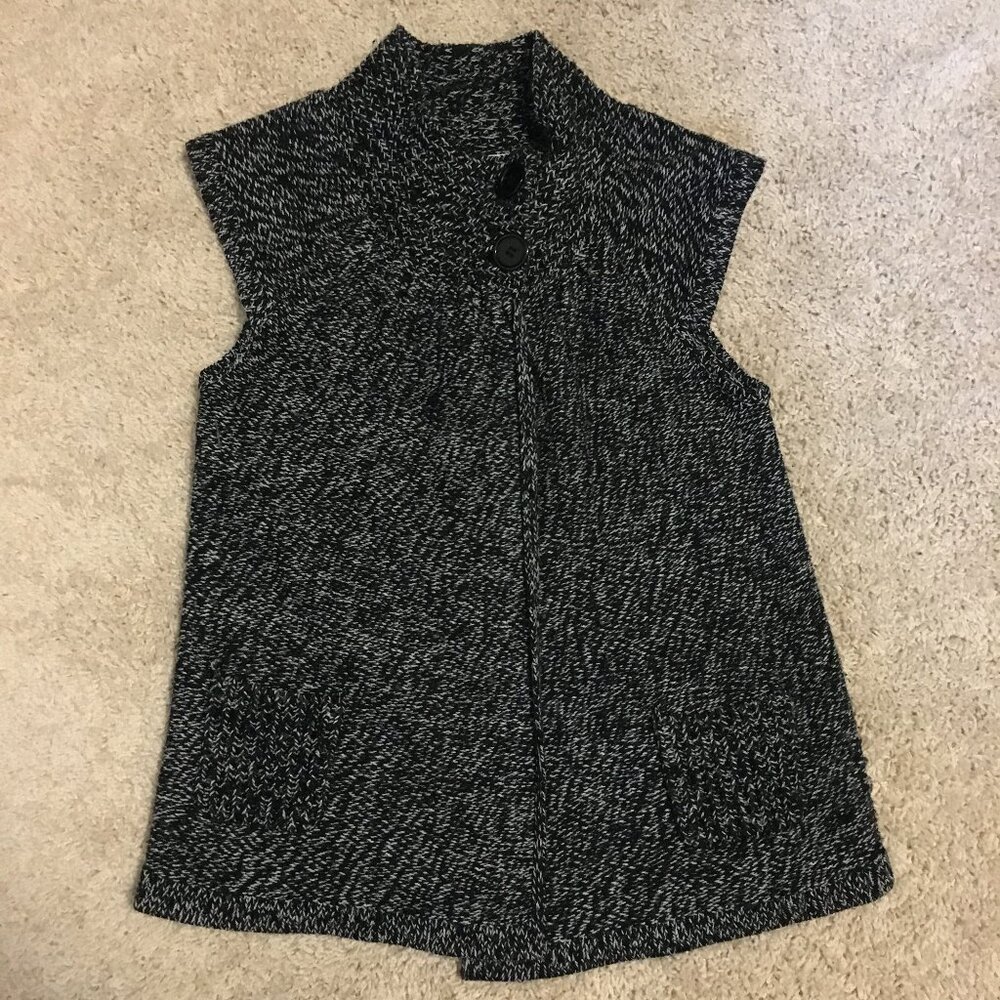 Coquette Cleo Salt & Pepper Buttoned High Collar Cap Sleeve Cardigan Small - Picture 13 of 16